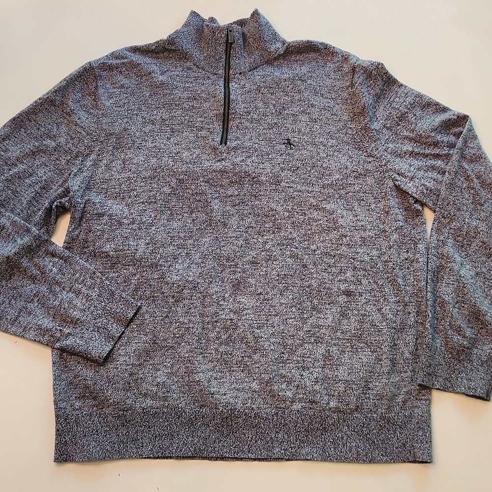 Original Penguin MARLED STRIPE CREW NECK SWEATER XXL Gray
